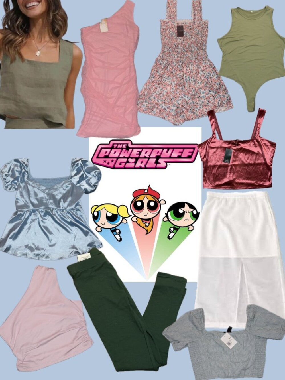 NWT (LARGE) Powerpuff Girls Inspired 10 pc Clothing Bundle, Pink, Green, Blue